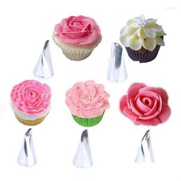 Baking Pastry Tools Pi Tips 5Pcs Stainless Steel Cake Decorating Diy Craft Flower Rose Icing Nozzles Bakery Cupcakes Decoration Dr Dhmev