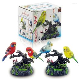 Decorative Figurines Electric Birds Voice Control Couples Parrots Toy Musical Magpie Talking Electronic Pet Bird Model Home Decoration Gift