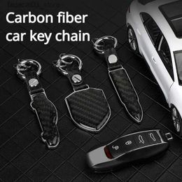 Keychains Lanyards Car Carbon Fiber Car Keychain Key Chain Key Ring Car Modificationn Q240201