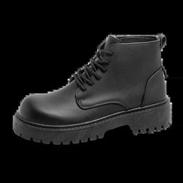 Boots Winter Boots For Men High Top Mens Biker Ankle Boot Trendy All-match Casual Leather Water Proof Wear-resistant Popular Style