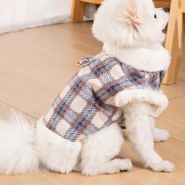 Dog Apparel Winter Clothes Warm Plus Velvet Can Traction Vest For Small Medium Large Teddy Puppy Cat Coat Pet Accessories