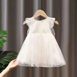 Girls Summer Dress Butterfly Mesh Sleeveless Patchwork Zipper Lace Fluffy Cake Kids Clothing Princess Style Dresses 240131