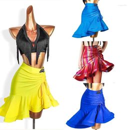 Stage Wear 2024 Sexy Colorful Fishbone Skirt Latin Dance Practice Clothes For Women Chacha Rumba Tango Dress Skirts DN15932