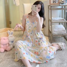 Women's Sleepwear Women Nightgown Summer One Size Loose Loungewear Lingerie Drop Flower Sling Camisolas Night Dress Sexy