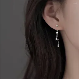 Stud Earrings 925 Silver Needle Tassel Zircon Star Earring For Women Girls Wedding Party Elegant Jewelry Pendientes Eh1220