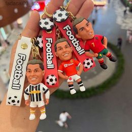 Keychains Lanyards Football Star Ronaldo Figure Keychain Jewellery Bag Pendent Keyring Collection Doll Car Ornaments Key Accessories Souvenirs Gifts Q240201