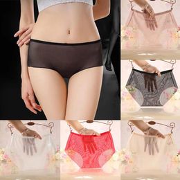 Women's Panties Transparent Underwear For Women Sexy Ice Silk Seamless Briefs Female Solid Colour Ultra-thin Breathable Underpants Lingerie