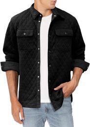 JMIERR Mens Quilted Shirt Jackets Casual Long Sleeve Snap Button Down Shirts with Pockets