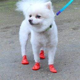 Dog Apparel 4Pcs Pet Rubber Waterproof Shoe Cover Socks Foot Non Slip Outdoor Puppies Rain Shoes Paw Protectors