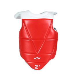 WTF Approved Taekwondo Chest Protector Solid Reversible Body Guard MMA Unisex Adults Children PU Leather Karate Equipment 240122