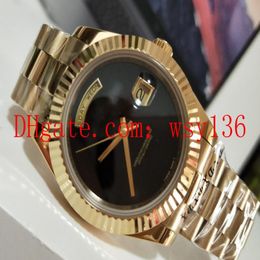 Luxury Mens Wrist Watch Day Date 18k Rose Gold Black Onyx Dial 118208 Automatic machinery Watch Men's Casual Wa229j