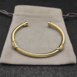 DY Bracelet Designer Cable Mens Designer Bracelet Diamond Pearl Head Vintage Cuff Bangle Plated Silver Gold Bracelets Designer Jewellery for Women Opening Zl123 9808