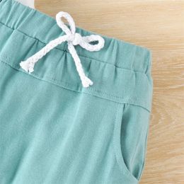 Clothing Sets Toddler Boys Letter Sweatshorts Set 2Pcs Summer Outfits Contrast Colour Short Sleeve T-Shirt Top Fold Hem Shorts