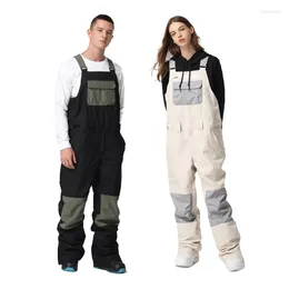 Skiing Pants Ski Snowboard Waterproof Fashion Color Matching Snow Men Women Clothing Strap Trousers Couple