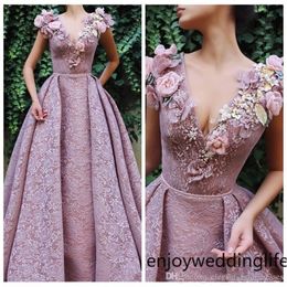 V-Neck Lace Cap A-Line Prom Dresses Floor Length 2022 Custom Long Women Evening Party Gowns Special Occasion Party Wear Modest275F