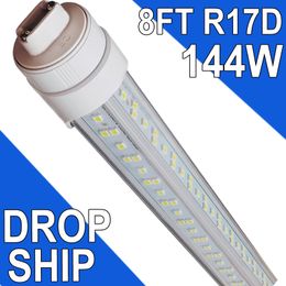 8FT LED Tube Lights T8 Light Bulbs, G13 Base Double Ended(R17D Cap Included), 6500K Daylight Type B Ballast Bypass, 144W 18000LM, 120-277V,IP40 Rated Barn usastock