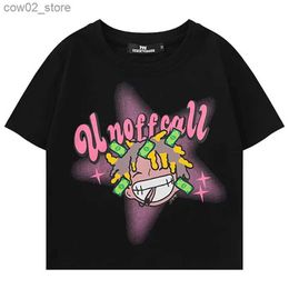 Men's T-Shirts Y2k Top Harajuku Retro Hip Hop Printed Womens Summer Graphic T Shirts Chic Sweet Spicy High Waist Short Tops Streetwear Trend Q240201