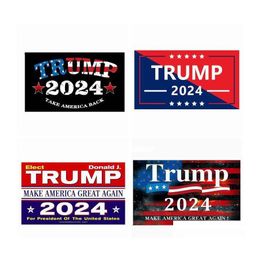 Banner Flags 11 Designs 4X6Inch Trump 2024 U.S. General Election Car Bumper Stickers House Window Laptop Take America Back Decal Sti Dhmdr