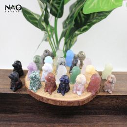 Decorative Figurines 1.2" Labrador Dog Statue Carved Gemstone Crafts Home Decoration Healing Crystal Quartz Animal Figurine Office Decor Kid