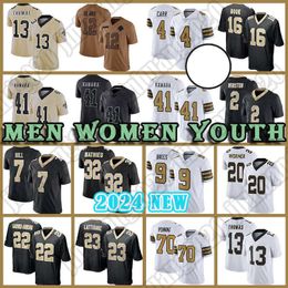 Alvin Kamara Derek Carr Football Jersey Chris Olave Tyrann Mathieu New Orleanses Saintes Jameis Winston Marshon Lattimore Drew Brees Michael Thomas Taysom Hill D1