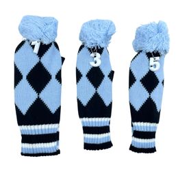 3 Pcs/set Golf Rhombus Pattern clubs Head cover Knitted Hybrid UT Driver Fairway Wood 1 3 5 Wood Knitting Cover 240127