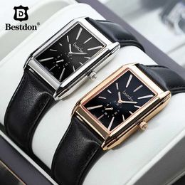 Other Watches Best rectangular mens watch Swiss Ronda 1064 movement sapphire mirror denim leather strap luxury watch J240131