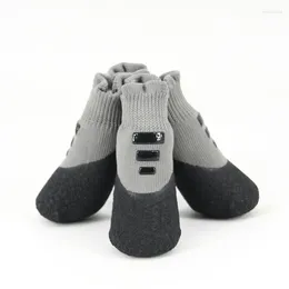 Dog Apparel Grey Dogs Socks Rubber Fixed Waterproof Pet Shoes Rain Snow Footwear For Small Medium Big Non-slip Cat