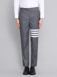 Men's Suits Trousers Trendy Classic 4-Bar Stripes Korean Style Casual Business Formal Attire Professional Suit