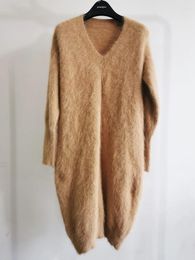 Women's Sweaters Genuine Mink Cashmere Long Dress For Women Real Female Pullovers Sell Xlong Ladies Coat