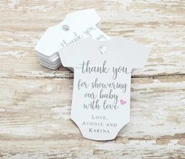 Party Decoration 50PCS Thank You For Showering Our Baby With Love Shower Tag Body Suit Shaped Sprinkle Clothes