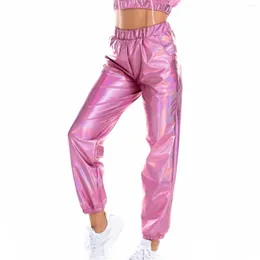 Women's Pants Women Shiny Nightclub Dance Trousers Hip Hop Slacks Dj Costume Street Stage Wear Party Cheerleading Loose