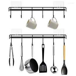 Kitchen Storage Rack Utensil Wall Mount Adhesive Hanger Holder Shelf Space Saving Organisation Hooks