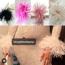 1 Pair Feather Snap Cuffs - Ostrich Feather Cuffs Snap on For Matching Costumes and Dresses Fashionable Wristband with Feathers 240131