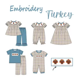 Clothing Sets Thanksgiving Boys Romper Baby Girls Clothes Set 2pcs Cotton Outfits Pants Jumpsuit Suit Turkey Embroidery Bodysuit Short