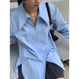 Women's Blouses Top Women Small Fragrance Fashionable And Gentle Shirt Blue Jacket Casual College Trend Retro Simple Versatile Lapel