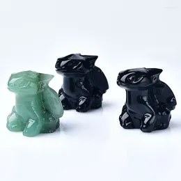 Decorative Figurines 1PC Natural Stone Dragon Toothless Anime Hand Carving Obsidian Cartoon Doll Ornaments Toys Healing Gift