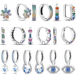 Stud Earrings 925 Sterling Silver Women Hoop Sparkling Pave CZ U Shape Evil Eyes Star Colourful Zircon Engagement Wedding Earring 2024