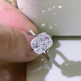 Cluster Rings GICA 100% 925 Sterling Silver 8 10mm High Carbon Diamon Flower Cut For Women Sparkling Wedding Fine Jewellery Wholesal2351