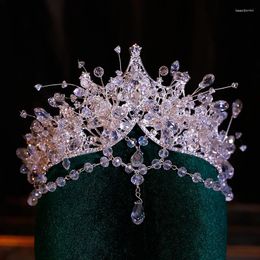 Hair Clips Baroque Luxury Frontlet Crystal Beads Bridal Tiaras Crown Rhinestone Pageant Diadem Bride Headpiece Wedding Accessories