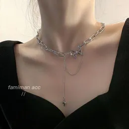 Chains Vintage Silver Color Butterfly Heart Choker Necklaces For Women Hiphop Girls Pendant Chain Collier Femme Trend Jewelry