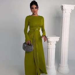 Casual Dresses Elegant And Chic Slim Party Spring Autumn 2024 Women Long Sleeve O-Neck Maxi Dress Ladies Classy Clothes