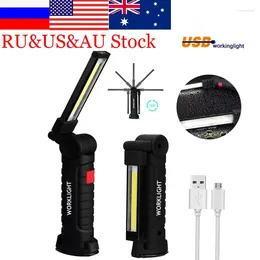 Flashlights Torches Zk20 USB Rechargeable LED Flashlight Collapsible COB Portable Woring Light Magnetic Base Hook Inspection Repairing