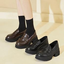 Japan Style Girl Lolita JK Shoes Loafers Women Students PU Leather Mid Heels Shoes 240130