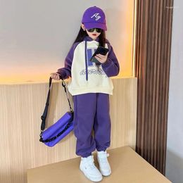 Clothing Sets Girls Autumn Spring Leisure 2Pcs Hoodie Pants Sports Suits 4-14 Years Teenage Kids Trend Tracksuits Children