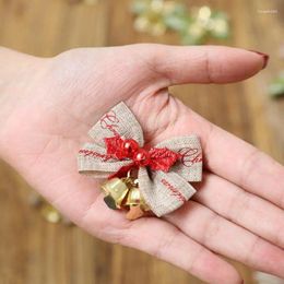 Christmas Decorations Linen Bell Small Bow Ornament Tree Decoration Pendant Scene Accessories