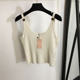 Sling Knitted Women Singlet Vest Tanks Luxury Designer Knits Tank Top Sexy Cropped Bottoming Vest