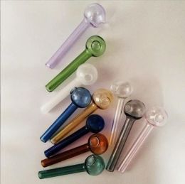 QBsomk 10cm Cheapest Colorful Pyrex Glass Oil Burner Pipe glass tube smoking pipes tobcco herb oil nails dhl ZZ