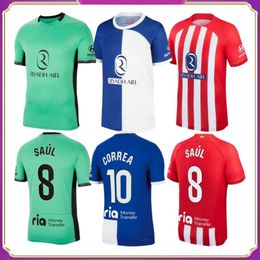 Atleticos Madrids Jersey GRIEZMANN 23 24 120th Anniversary 2023 2024 M.LLORENTE KOKE SAUL Correa LEMAR Football Shirt Men Kids Kit Sets Uniforms