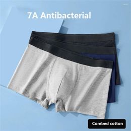 Underpants Men's Underwear Pure Cotton Breathable Corner Pants Mid Waist Antibacterial Square Solid Color Oversized