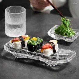Flatware Sets Glacier Sushi PlateJapanese Glass Sashimi Plate Gift